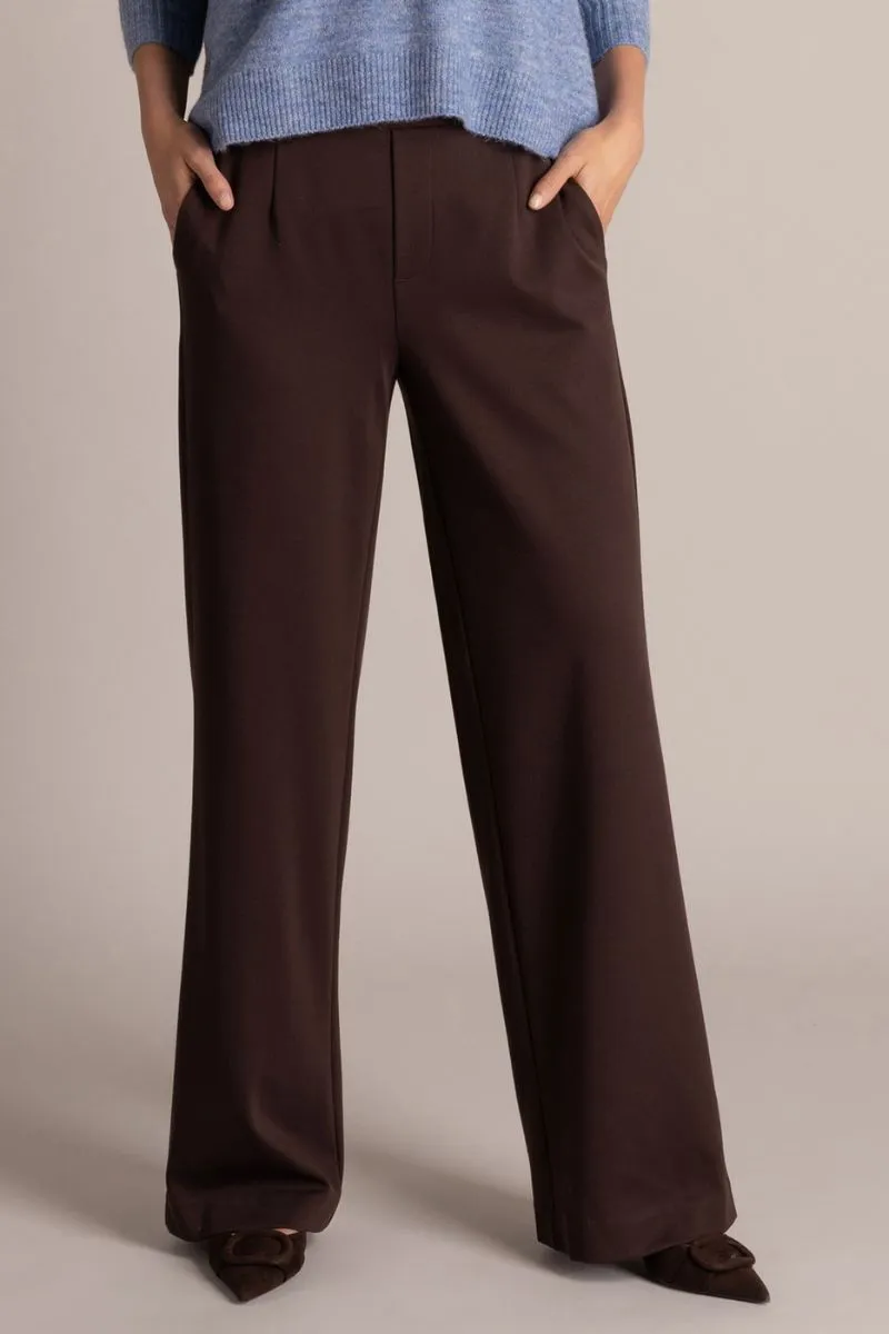 Yest Silja Broek Dark Brown, donkerbruine damesbroek